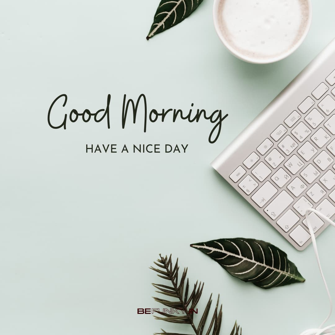 Good morning coffee and keyboard image