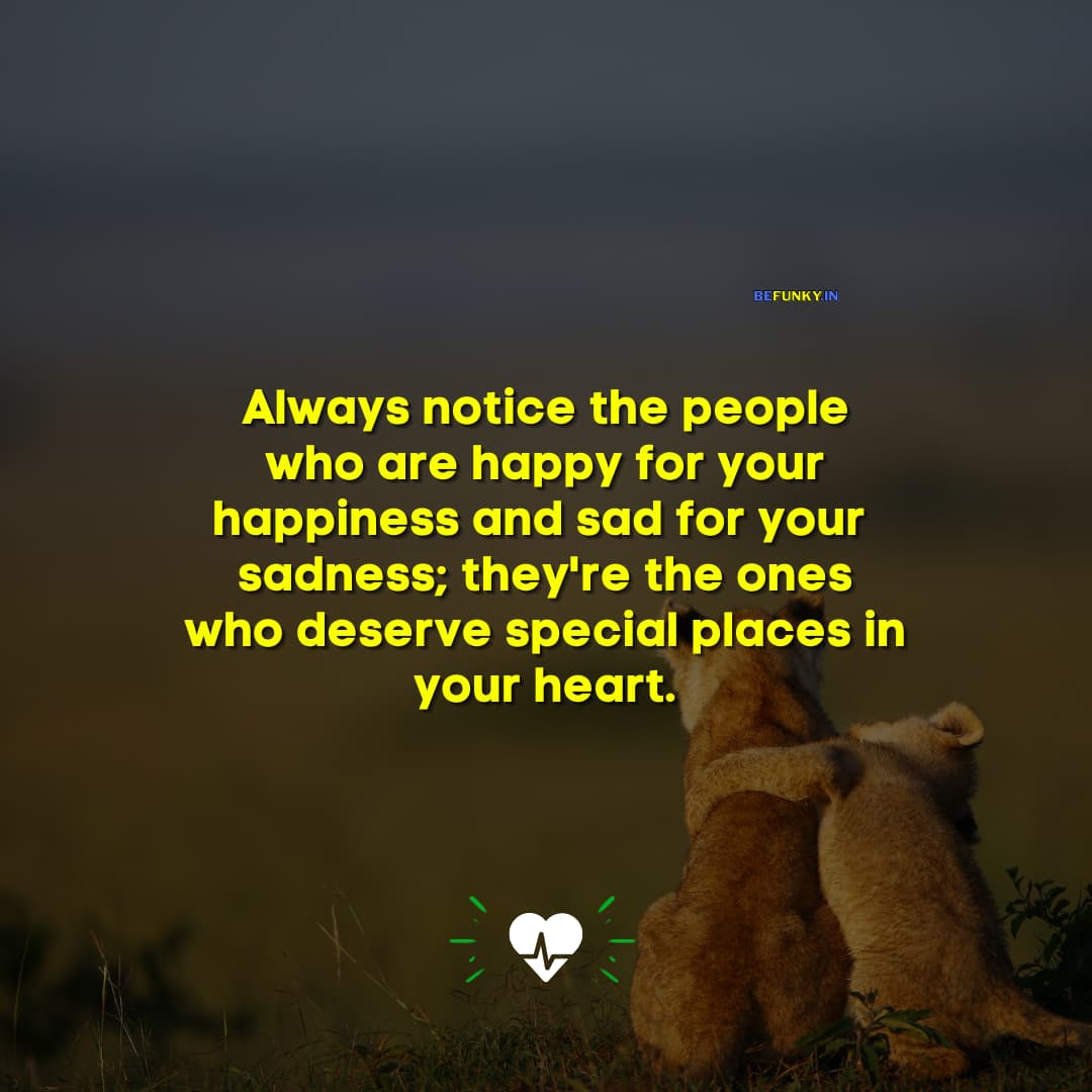 True Life Sayings, Quotes: Always notice the people who are happy for your happiness and sad for your sadness, they're the ones who deserve special places in your heart.