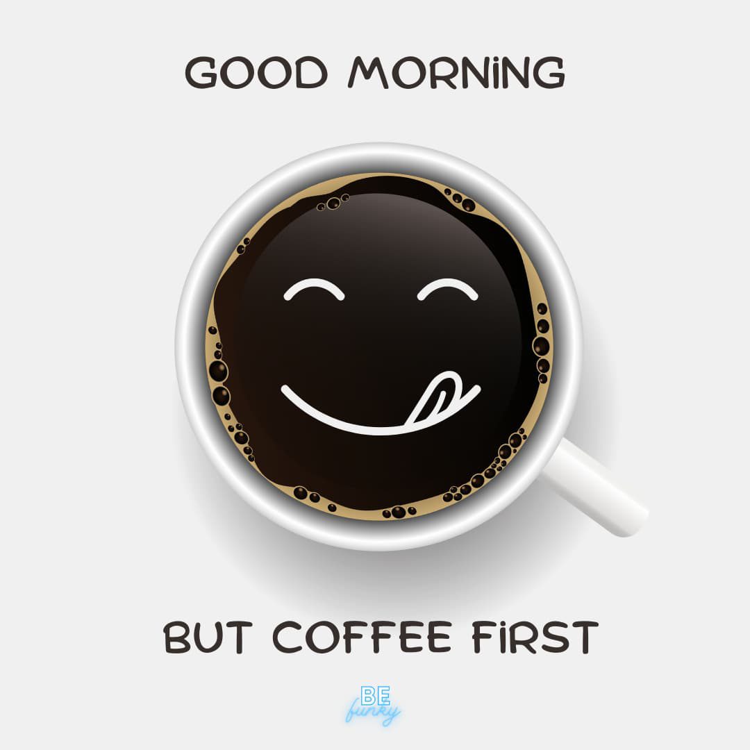 Good morning black coffee smiley image
